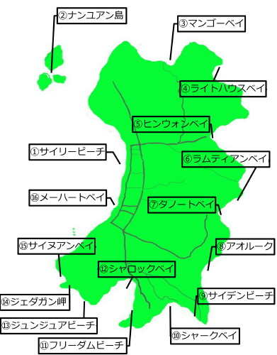 タオ島、ビーチ、地図